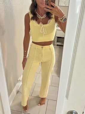 Pistola 24 Women’s High-Rise Wide Leg Pants in Butter Yellow